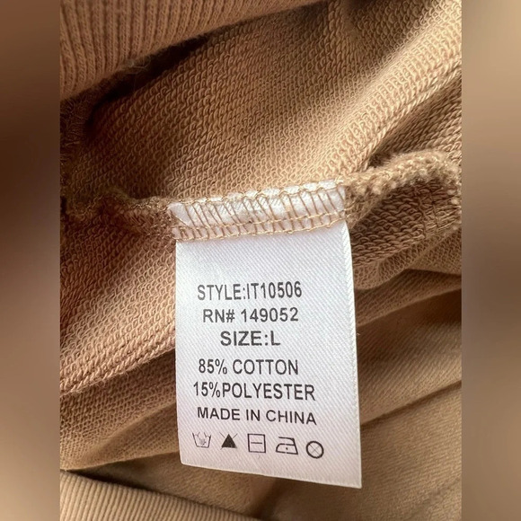 Fashion Nova Taupe Brown Cotton Blend Crew Neck Sweatshirt Size Large L - Picture 8 of 8